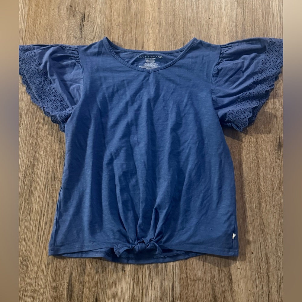 Lucky Brand Navy Cotton Blend Top